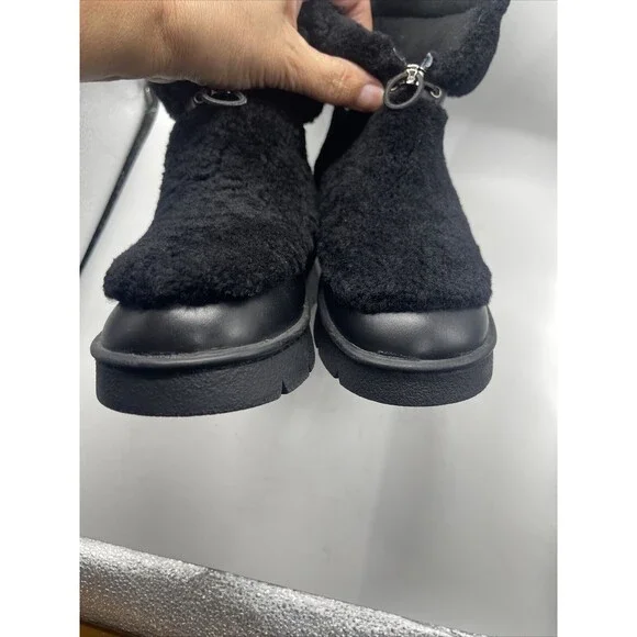 Marc Fisher Kamryn Genuine Shearling Black Leather Bootie Sz 5 1/2 DEFECT - Picture 7 of 12